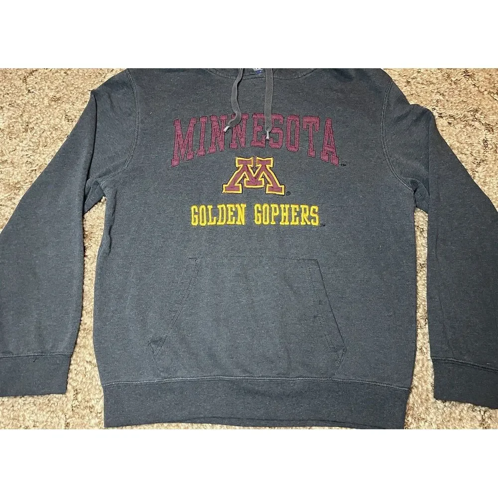 Minnesota Golden Gophers Hoodie Adult M Gray Campus Heritage Sweatshirt Logo Men
